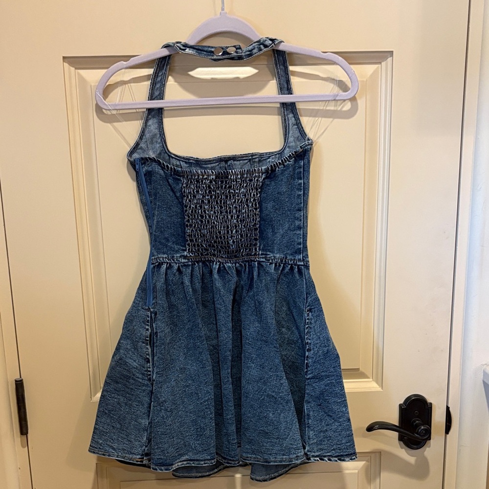 Windsor Denim Mini Dress in Blue - Picture 4 of 6